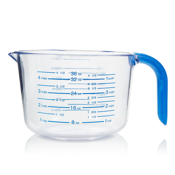 Plastic Measuring Cup Choice of 1-Cup, 2-Cup, 4-Cup or Set of 3 Pcs with Grip and Spout Easy to Read (4-Cup)